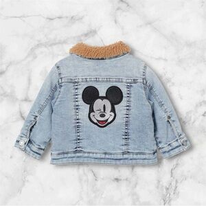 H&M Light Blue Jean Jacket with Mickey Mouse Design